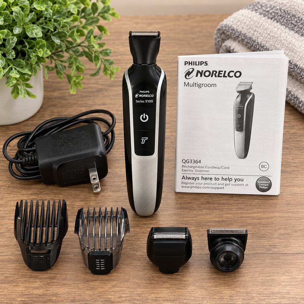 Philips Norelco Multigroom Series 5100 QG3364 Rechargeable Grooming Trimmer Kit